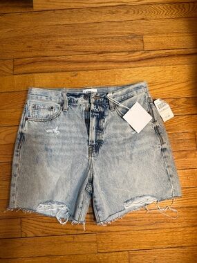 pistola Light Blue Distressed High-Rise Jean Shorts